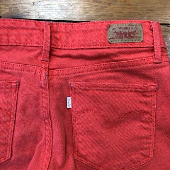 LEVI’S jeans coral denim Demi curve modern rise skinny tangerine low waist 25 - Picture 6 of 11
